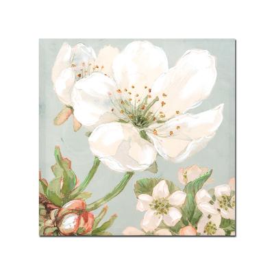 China Modern Hand Painted Floral Flower Stretched Canvas Wall Art Reproduction for sale