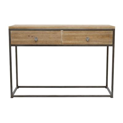 China Iron and wood combination table wooden storage modern original nature color style for living room for sale