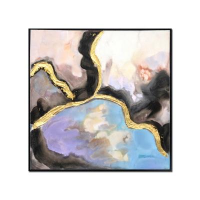 China Hand Painted Abstract Gold Foil Abstract Painting Wall Art For Living Room Wall for sale