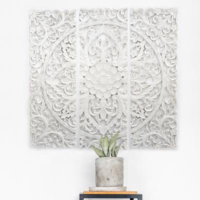 China Flower Pattern Modern Wood Carving Sculpture For Wall Decoration for sale