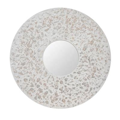 China Minimalist Bathroom Decorative Wall Wood Framed Round Mirrors for sale