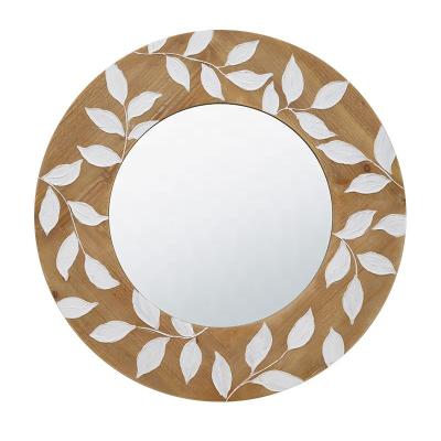 China Minimalist Crafts Wall Decorative Hand Painted Wooden Framed Mirrors for sale