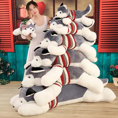 China Large Cushion Size Stuffed Husky Puppy Dog Plush Toy Soft Pillow Dog Cushion Toys For Children for sale