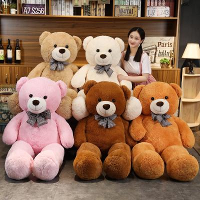 China Birthday Gift Tall Size 100cm 120cm Teddy Bear With Bowknot Plush Toy Home Decoration Soft Toy for sale