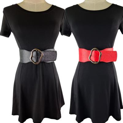 China High-elasticity simple design women's dress buckle belt large decoration elastic irregular metal for sale