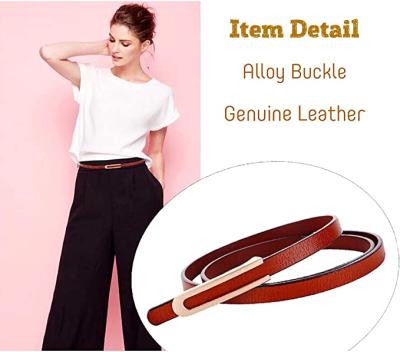 China Cowhide Women Leather Belts High Quality Design Genuine Leather Waistband Narrow Wholesale Belts for sale