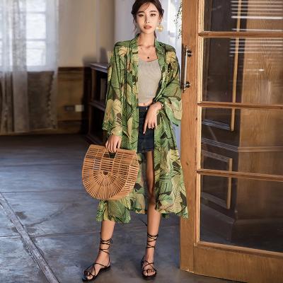 China New Design Breathable Long Sleeve Autumn Cardigan Kimono Swimsuit With Green Cover for sale