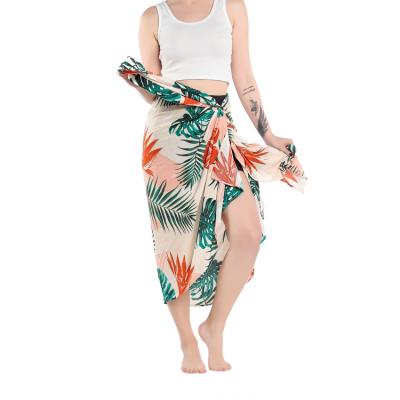 China 2021 Waist Sarongs Women Long Flower Print Sarongs Custom Made Breathable Custom Made Beach Wear Squishy for sale