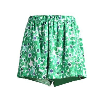 China Wholesale custom silk pajamas shorts floral print QUICK DRY beach QUICK DRY plus size women green pants for summer for sale