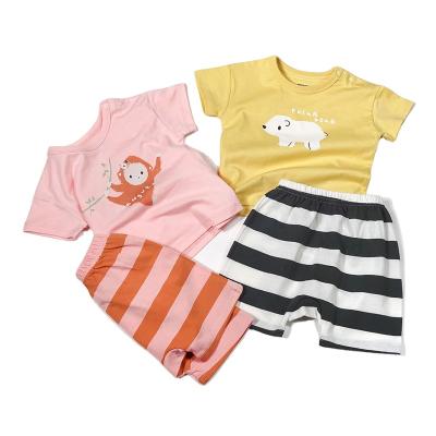 China Wholesale 100% Cotton Summer Kid Clothes Kids 100% Cotton Short Sleeve Baby Boy's T-shirts Baby Clothes Set for sale