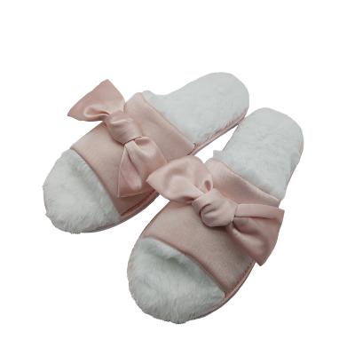 China New Product Fashion Trend Woman Slipper Large Bow Indoor Home Slippers Cotton Flat Slippers for sale