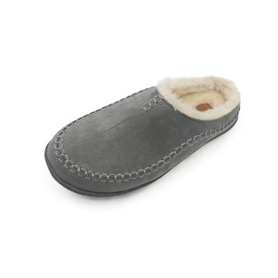 China Men Durable Anti-Slip Price Promotion Suede Flat Fur Flat Slippers for sale