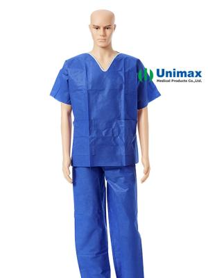 中国 青いSMS Unimaxの忍耐強い上およびズボンの使い捨て可能な外科キット 販売のため