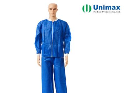 China Non Woven Lab Coat With Zipper, Knitted Collar for sale