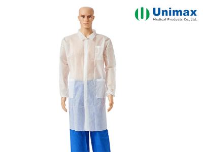 China Unimax Medical PP or SMS Lab Coat with Press Stud Buttons for sale