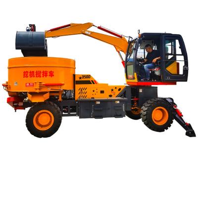 China Hotels 4cubic Mixer Self Feeding Mobile Concrete Mixer Fully Automatic Agitating Carrier Gravity Hydraulic Unloading Equipment for sale