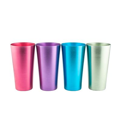 China Disposable Sustainable Aluminum Drinking Cups Ice Beer Cup Colored Aluminum Tumblers for sale