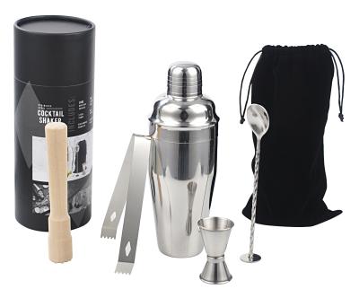 China Viable Wholesale 750ml Shaker Gift Set Cocktail Shaker Set Stainless Steel Drink Mixer Gift Bar Set Box Cocktails Accessories Bar Tools for sale