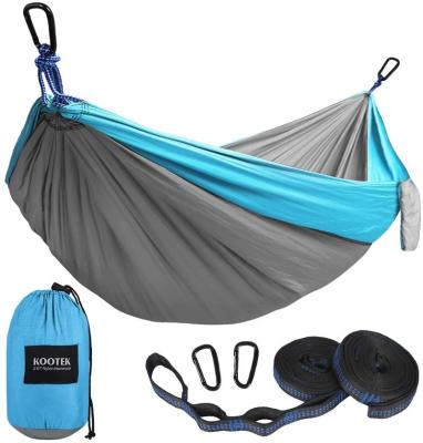 China Modern Nylon 210T Hammock Set 2 Person Hanging Hammock With Carabiner And Buckle Strap for sale