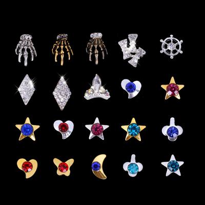 China Luxury Colorful Crystal Diamonds Rhinestones 3D Metal Nail Art Decoration IMAGNAIL Star Heart 40 Designs Charm For 3D Nail Art for sale