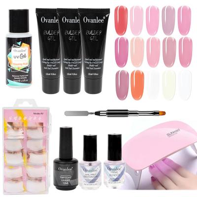 China Nail Art DIY IMAGNAIL Poly Colors 3pcs 15ml Gel Nail Extension Nude Kit with 1pc 6W UV Lamp for sale