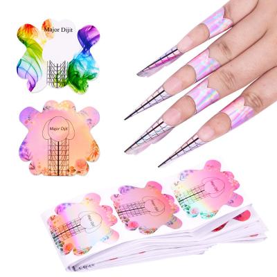 China IMAGNAIL 100pcs Nail Beauty Thickened Laser Nail Art Paper Acrylic Extension Nail Colorful Shape for sale