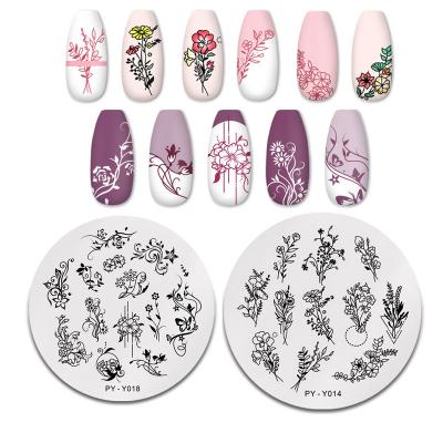 China Nail Art Design PICT YOU 20 Designs Round Stainless Geometric Flowers Plants Nail Art Stamping Nail Plate for sale