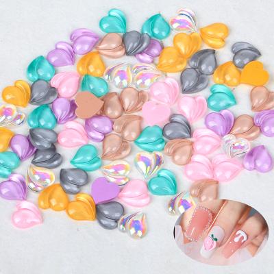 China Japanese Style Aurora Rainbow Flat Back Crystal 3D Metal IMAGNAIL 10pcs Hear Nail Charm for Nail Art Decoration for sale