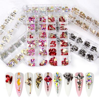 China IMAGNAIL Flat Back AB Crystal Nail Art Mix Shaped Fancy Shaped Rainbow in Box Nail Glass Rhinestones for sale