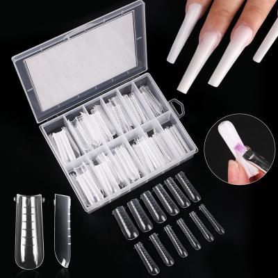 China IMAGNAIL 120pcs Easy Use Clear Straight Nail Tips Gel Poly Extension Tapered Square Nail Tips With Scale for sale