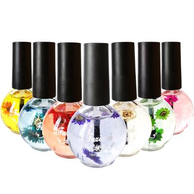 China Nail Care IMAGNAIL 7 Colors Nail Care Finger Nourishing Liquid Flower Scented Real Dry Flowers Nail Cuticle Oil for sale