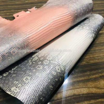 China Back-Cut Sustainable Natural Pattern Colored Lizard Skin Leather For Handbags for sale