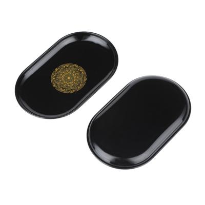 China Luxury Wine Serving Storage Tray Black Candy Metal Stain Cigarette Cigarette Rolling Tray for sale