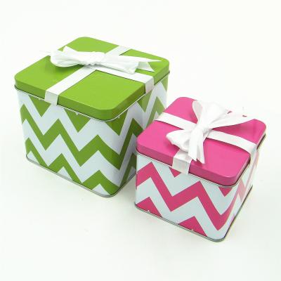 China Recyclable Square Cake Cookie Box , Metal Tin Gift Box for sale