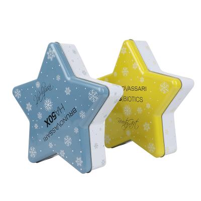 China Recyclable Custom Tinplate Star Shape Candle Decoration Tin Box Metal Cake Candy Storage Gift Box for sale