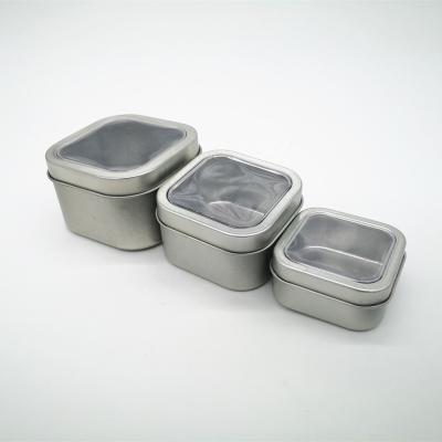 China Recyclable Square Transparent Window Tin Box 77x77x50mm For Spices for sale