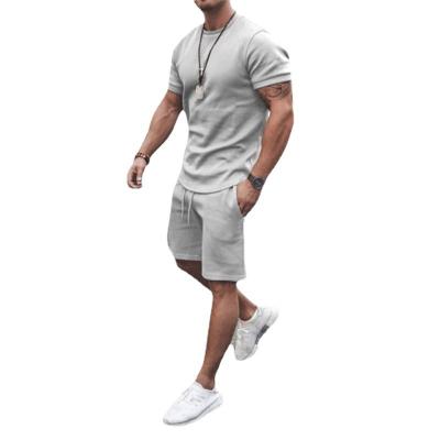 China Wholesale Men's Shorts QUICK DRY Summer Brand Clothing Men's Two-Piece Sets Casual Sportswear Men's Solid Color Shorts T-shirt Suit for sale