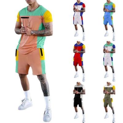 China QUICK DRY summer custom suits set for mens sports plus size short sleeve crew neck T-shirt men's casual jogger sets for sale