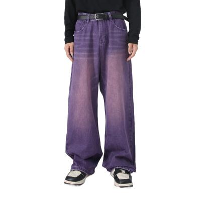 China Raw Denim Anti-pilling Colored Wide Leg Pants Loose Straight Leg Mens Jeans for sale