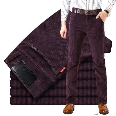 China Autumn And Winter Corduroy Anti-wrinkle Pants New Straight Slim Elastic Business Soft Men's Middle-aged Pants for sale