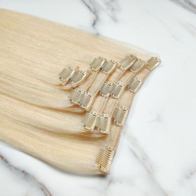 China Wholesale Human Russian Silky Straight 100% Natural Seamless Indian Remy Clip On Hair Extensions Clip In Hair Extension for sale