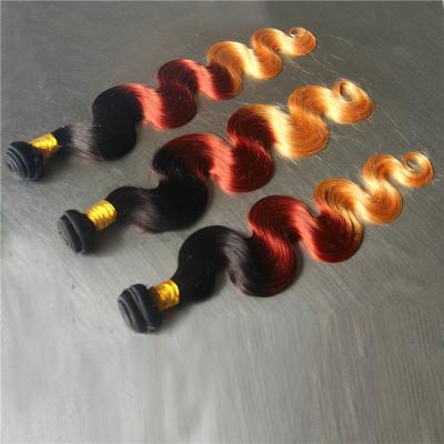 China Straight Hair Weaves 3 Tone Color Ombre Hair 6a 1B 33 27 Weave Wine Colored Hair Extensions for sale