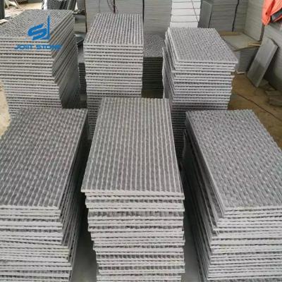 China Wall Grooved Lines Black Basalt Tile For Water Feature Wall for sale