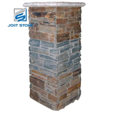 China Indoor and outdoor wall cladding & Landscaping Decoration Slate Culture Stone Garden Fence Post Column Cement Culture Stone Pillar for sale