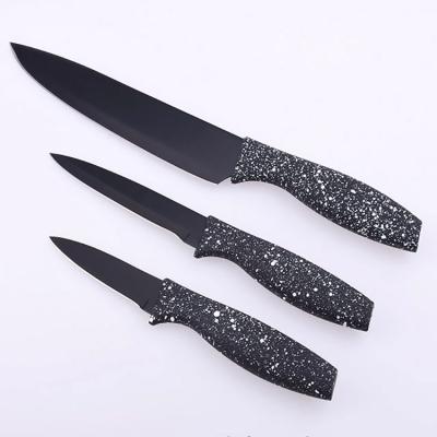 China New Arrival Stocked Kitchen Knife 3 Pack Set Black Stainless Steel Chef Knife for sale