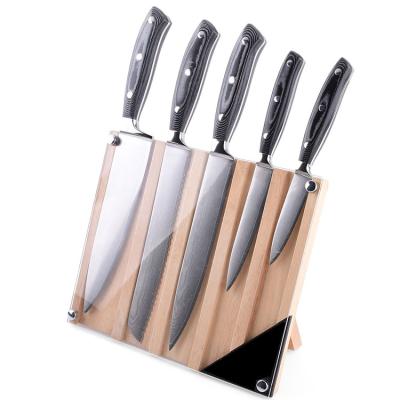 China 5pcs Stocked Steel Chef Kitchen Knife Set with Magnet Knife Block for sale