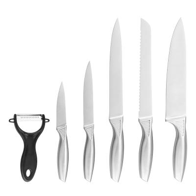 China Stocked Stainless Steel 5 Pcs White Knife Set With Acrylic Holder for sale