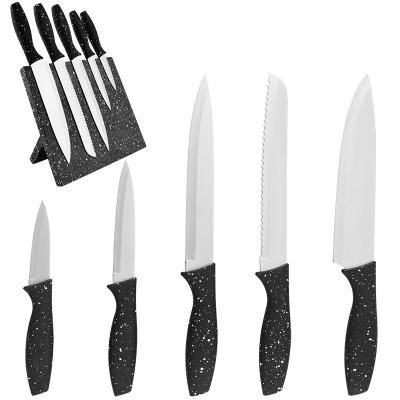 China High Quality 6PCS Stocked Soft PP Handle Non-stick Coated Stainless Steel Knife Set for sale