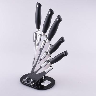 China Stocked German Steel Cleaver Knife 5 Pcs Kitchen Chef Knife Set With Design Knife Holder for sale