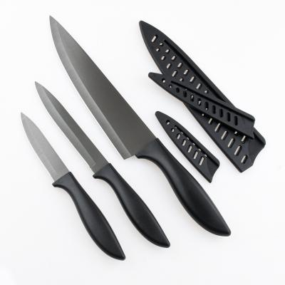 China Sustainable Low Price 3pcs PP Black Coating Kitchen Knife Handle Stainless Steel Kitchen Knife Set For Kitchen for sale